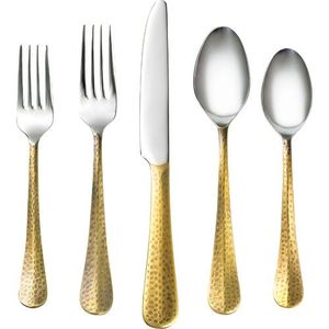 Ensemble de couverts martelés en argent d'Inde : couteaux, fourchettes et cuillères - Product Image 1