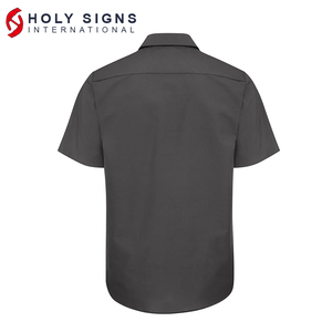 เสื้อเชิ้ตทำงานสำหรับผู้ชายเสื้อทำงานแขนสั้นผ้าคอตตอนโพลีเอสเตอร์สำหรับฤดูร้อนสีออกแบบโลโก้ได้ตามต้องการ - Product Image 4