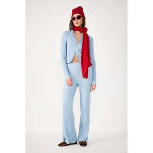 Pantalon décontracté côtelé à taille élastique, doux, 100% polyester - Product Image 3