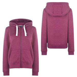 Hoodies & Sweatshirts Wholesale Winter Wear Warm Outwear Zipped with Long Sleeve Polyester Plain <b>Burgundy</b> Color <b>Hoodie</b> for women - Product Image 4