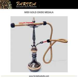 Farida, juego de Shisha de latón medio de lujo, columna faraónica de un nivel, óxido de oro, Mesala, barra de laca de grabado árabe, tipo recto - Product Image 5