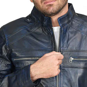 Chaqueta de Cuero para Hombre, Estilo Ajustado, Color Negro, con Logotipo Personalizado - Product Image 6