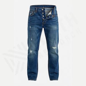 Pantalones Vaqueros de Mezclilla de Algodón Cómodos para Hombre, Color Personalizado, Corte Recto, Botón Bordado, Impermeables, Transpirables, Invierno, Venta al por Mayor, Personalizados - Product Image 1