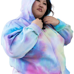 Oem Mujeres Custom Tie & Dye Rainbow Colors Hoodie & Shorts Work Out Set Street Wear Hoodie Patrón Sólido - Product Image 5