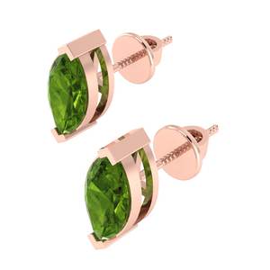 White Gold Plated Sterling <b>Silver</b> Marquise <b>Stud</b> Earrings Peridot Gemstone (August Birthstone) 5.4mm Width 10.5mm Length Fashion - Product Image 4