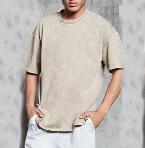 T-shirt pour hommes surdimensionné en coton lourd de haute qualité à impression personnalisée et unie, lavage à l'acide, grande taille, t-shirt vintage vierge pour hommes - Product Image 4