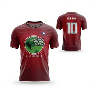 Maglia da Tifoso Unisex per i Mondiali di Calcio 2026 in Panama, Design con Bandiera Rossa, Bianca e Blu, T-Shirt da Calcio per il Giorno della Partita - Product Image 2