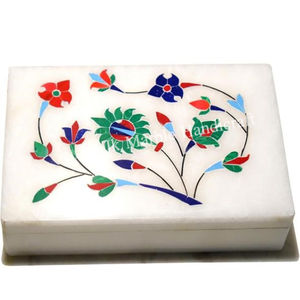 Cajas de almacenamiento de joyería con incrustaciones de mármol hechas a mano elegantes, exhibición de anillo con logotipo personalizado para decoración del hogar y regalos - Product Image 1