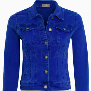 Veste en jean pour femmes personnalisée en gros à la mode respirant cuir de mouton vierge lavé et traitement brut - Product Image 6