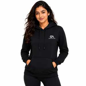 Sudadera con Capucha Negra Personalizada para Hombre, Diseño 2 en 1 Ecológico con Cierre de Cremallera, Sudadera Deportiva de Poliéster y Felpa para Gimnasio - Product Image 6
