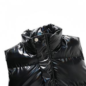 Veste sans manches à capuche décontractée respirante et écologique pour hommes, fermeture éclair, épaisse, chaude, personnalisée, veste gonflée en forme de poisson à bulles - Product Image 4