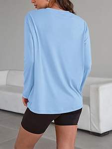 Camiseta de Franela con Cuello Redondo, Estilo Hip Hop, Holgada, de Manga Larga, Gruesa, para Invierno, Personalizable al por Mayor - Product Image 3