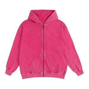 Pull à capuche uni à fermeture éclair pour homme 100% coton Style vintage 450 g/m² Sweats à capuche surdimensionnés à fermeture éclair - Product Image 4