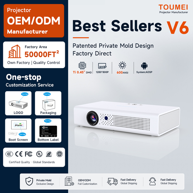 Wholesale Smart Projector WiFi/ 720P Native Resolution 4K Supported Portable Design Android Speakers DLP Smart Projector
