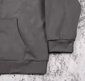 Custom Heavyweight <b>Fleece</b> Hoodie <b>Mens</b> Plain Dark <b>Grey</b> Oversized Pullover Hooded Sweatshirt Blank No String Pocket Hoodie - Product Image 2