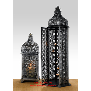 Vente chaude Style Marocain Or Métal Lanterne De Luxe Ramadan Décoration De La Maison Impression Personnalisée À La Main De Noël Bougeoirs - Product Image 5