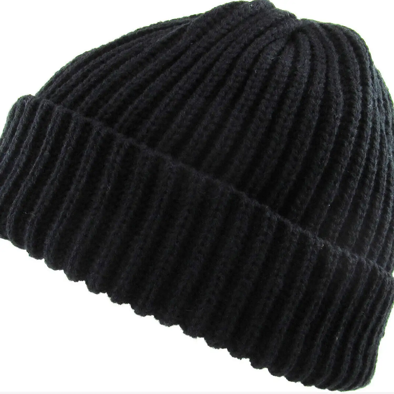 2022 Thick Ribbed Beanie Knit Ski hat Skull Hat Warm Solid Color Winter Cuff Blank hat for men and women's