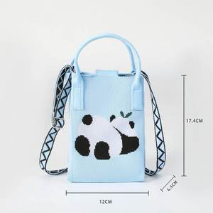 Exquisito Bolso de Ganchillo para Mujer, Modelo Lady Panda, Bolso de Algodón de Color Sólido, Cartera para Teléfono Tejida a Crochet - Product Image 6