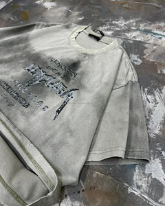 เสื้อยืดแฟชั่นผู้ชายสไตล์วินเทจปี 2024 ล้างสีแบบแอซิด แต่งลายขาดๆ สตรีทแวร์ พิมพ์ลายตัวอักษรด้วยเทคนิคซิลค์สกรีน แขนสั้น MONO RIDERS - Product Image 6