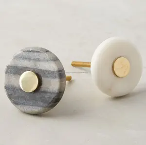 Poignées de boutons de tiroirs en marbre naturel et laiton massif pour armoires et tiroirs poignées de meubles poignées d'armoire de cuisine