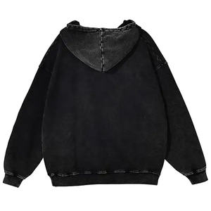 Haute qualité imperméable poids lourd 100% coton polaire tissu hommes surdimensionné pull à capuche hiver doublé personnaliser lavé à l'acide - Product Image 2