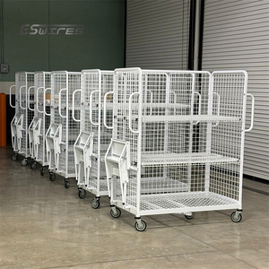 Chariot de manutention en métal galvanisé à mailles soudées, robuste, pour entrepôt, avec échelle, pour la manutention de matériaux - Product Image 5