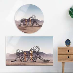 Impression sur toile élégante de sculpture Burning Man : cadeau pour couple, décoration de chambre, verre circulaire - Product Image 1