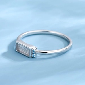 925แท้สเตอริงเงินสี่เหลี่ยมผืนผ้าตั้งวงแหวนนมชุด birthstone bezake เครื่องประดับ breastsake เครื่องประดับ DIY เครื่องประดับหน้าอกนมแหวนเถ้า - Product Image 3