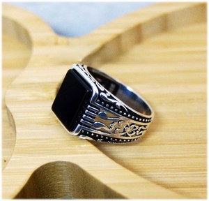 Handmade 925 Sterling Silver Onyx <b>Ring</b> Unique Ottoman Style <b>Men</b> Jewelry New Arrival Artisan Craftsmanship Gift for Him Parties - Product Image 2