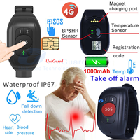 Détecteur de chute pour personnes âgées, bracelet GPS d'urgence, moniteur de fréquence cardiaque SpO2, SOS, IP67 pour seniors, santé personnelle des personnes âgées