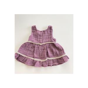 Vestito da bambina viola con cinturino in mussola a doppio strato - Product Image 2