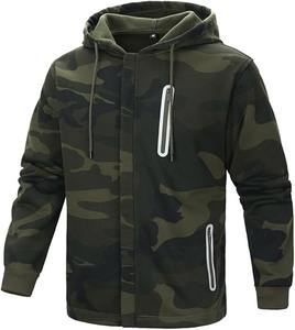 Sudadera con capucha y cremallera de mezcla de algodón para hombre personalizada de fabricante OEM, ropa de calle informal de gran tamaño, impresión digital bordada para la primavera - Product Image 6