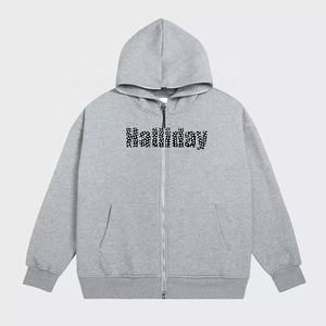 2022 personalizado de los hombres gruesos French Terry Full Zip Hoodie Bedazzled Bling Rhinestone Print Custom Transfer Logo - Product Image 3