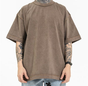 Camiseta de lavado ácido con logotipo personalizado, camiseta Vintage de gran tamaño transpirable Unisex de 100% algodón, camisetas para hombre - Product Image 1