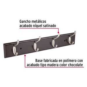 2 percheros de pared con 4 ganchos de satén, HERMEX - Product Image 3