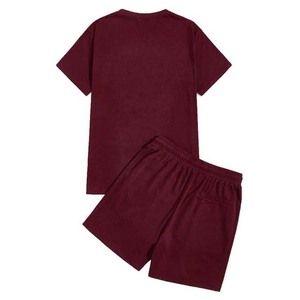 Chándales de verano personalizados para hombre, camiseta de manga corta con pantalones cortos, conjuntos para hombre, tejido de punto, informal, 100% algodón, estampado bordado - Product Image 4