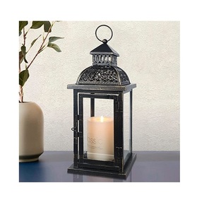 Lanterne en métal personnalisée, faite à la main, moderne, écologique, durable, avec décoration imprimée pour support de bougie de Noël, décoration intérieure - Product Image 1