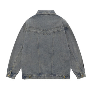 Tissus en denim délavés et vieillis sur mesure, veste en denim sur mesure pour hommes, vestes pour hommes - Product Image 2