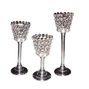 Hot Wedding Decorative Crystal Candle Holder on Metal Base Set of 3 Christmas Lighting Decorated Luxury Handmade Candle Holder - Product Image 1