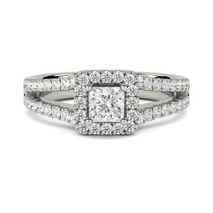 Princess Cut Diamond Shoulder <b>Set</b> <b>Ring</b> And Matching Band 1.00 Ct Lab Grown Diamond In 18K Yellow White Rose <b>Gold</b> Platinum - Product Image 1
