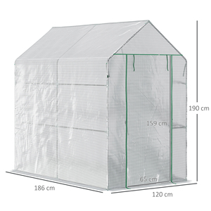 <b>For</b> Outsunny 186x120x190cm White Agricultural Greenhouse with Hinged Door 4 <b>Shelves</b> & PE <b>Lining</b> - Product Image 3