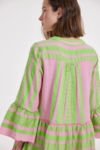 Recién llegado, vestido túnica de manga larga para mujer, hermoso color, tejido en V, corto texturizado, para eventos al aire libre, salidas de verano - Product Image 6