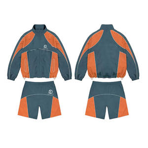 Chaqueta cortavientos informal de fabricante pakistaní, conjunto de chándal cortavientos de dos piezas con pantalones cortos - Product Image 3