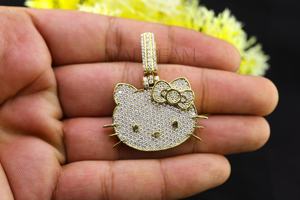 Top haute qualité Moissanite diamant pendentif mignon chat pendentif bijoux à breloque 925 argent étincelant Kitty accessoire enfant bijoux - Product Image 5