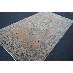 Alfombra turca de lana clásica Beige de 5,4x9,4 pies, diseño de retazos para entrada, sala de estar, dormitorio, forma Rectangular, respaldo de látex - Product Image 2