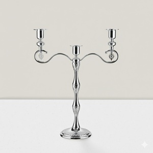 เชิงเทียนโลหะสีเงินดีไซน์ทันสมัย 5 แขน สำหรับตกแต่งบ้านงานแต่งงาน - Product Image 6