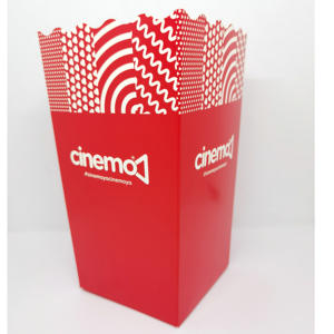 Cartons à popcorn en papier kraft imprimés personnalisés écologiques, lamination mate, recyclables, logo personnalisé en couleur pour l'emballage des aliments et des boissons - Product Image 3