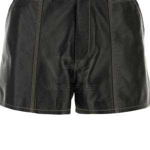 Nuevo estilo transpirable Pantalones cortos de cuero para hombres hechos a medida Color sólido Hecho en Pakistán Pantalones cortos de cuero para hombres - Product Image 6