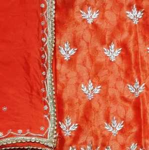 Designer moderne non cousu brodé à la main miroitant soie Protection solaire indien pakistanais fête porter des costumes femmes mode-avant - Product Image 1