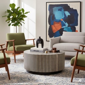 Premium Eco-Friendly Black Bone Inlay Round Coffee Table Handmade Waterproof Modern <b>Furniture</b> for <b>Home</b> <b>and</b> Office <b>Decor</b> - Product Image 6